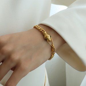 18K Gold Plated Women’s Snake Titanium Tarnish Free Bracelet
